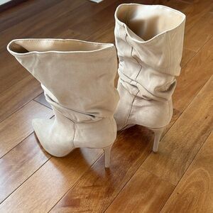 SCHUTZ Taupe Slouchy Heeled Boots